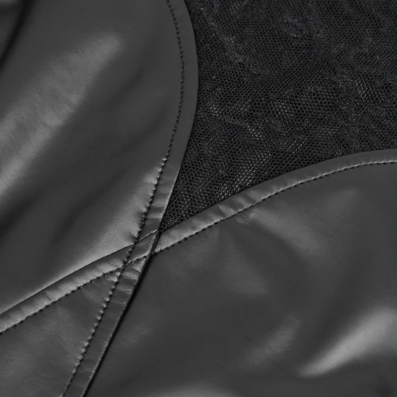 Black Sexy PU Leather Bustier Crop Top For Women / Punk Short Sleevees Top