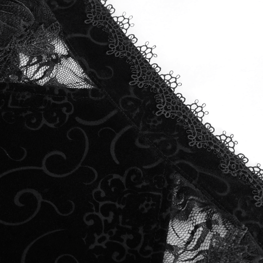 Black Sheer Lace Crop Top With Long Bell Sleeves