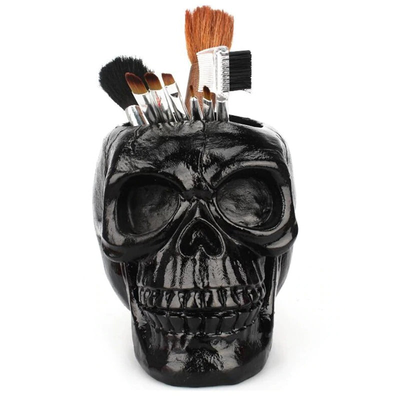 Black Skull Desktop Pen Holder / Office Storage Case for Pens and Pencils / Home Decoration