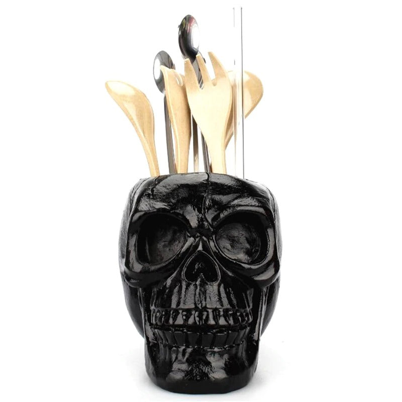 Black Skull Desktop Pen Holder / Office Storage Case for Pens and Pencils / Home Decoration