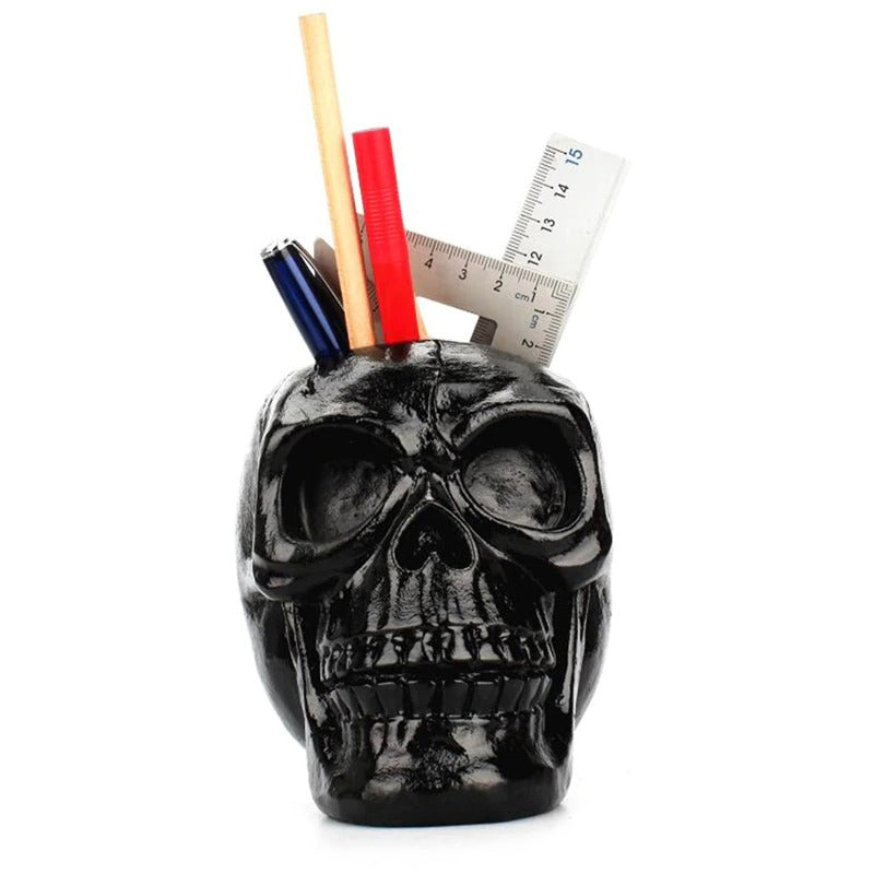 Black Skull Desktop Pen Holder / Office Storage Case for Pens and Pencils / Home Decoration