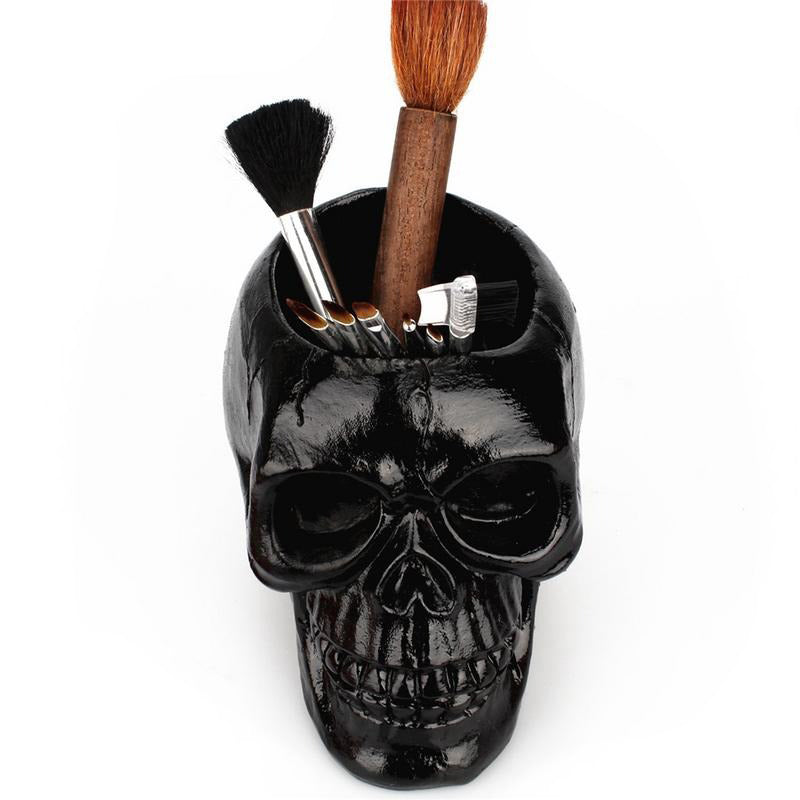 Black Skull Desktop Pen Holder / Office Storage Case for Pens and Pencils / Home Decoration