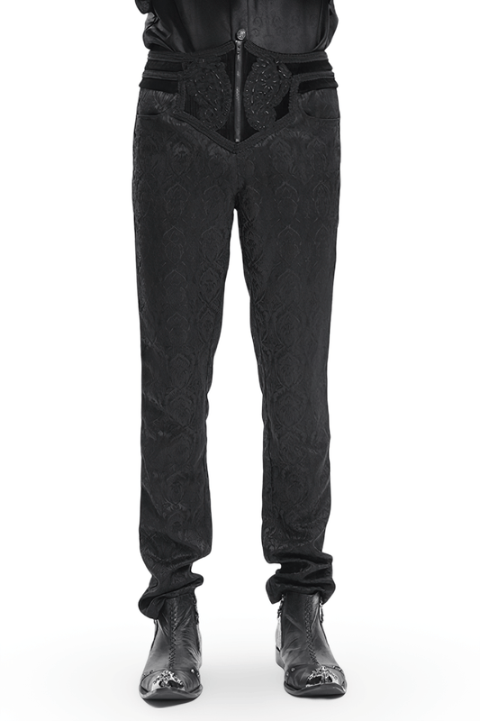 Black Slim-Fit Embossed Pants with Elegant Design