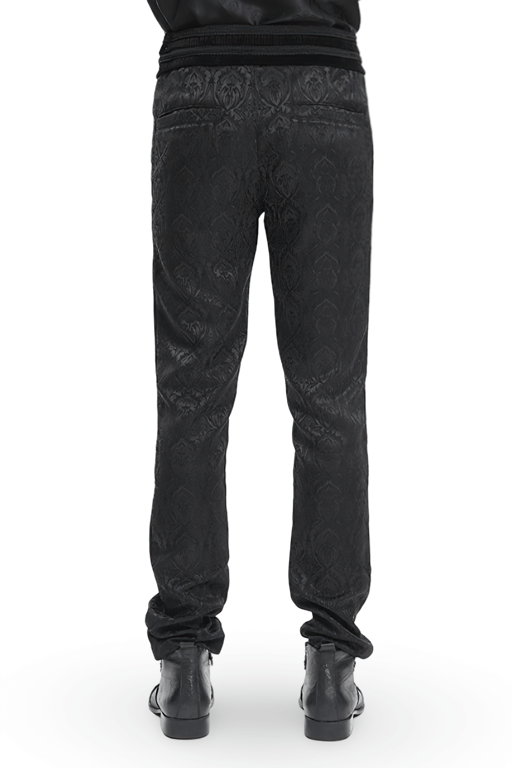 Black Slim-Fit Embossed Pants with Elegant Design