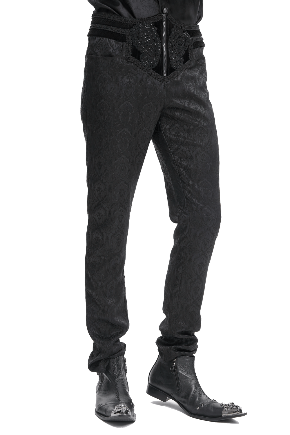 Black Slim-Fit Embossed Pants with Elegant Design