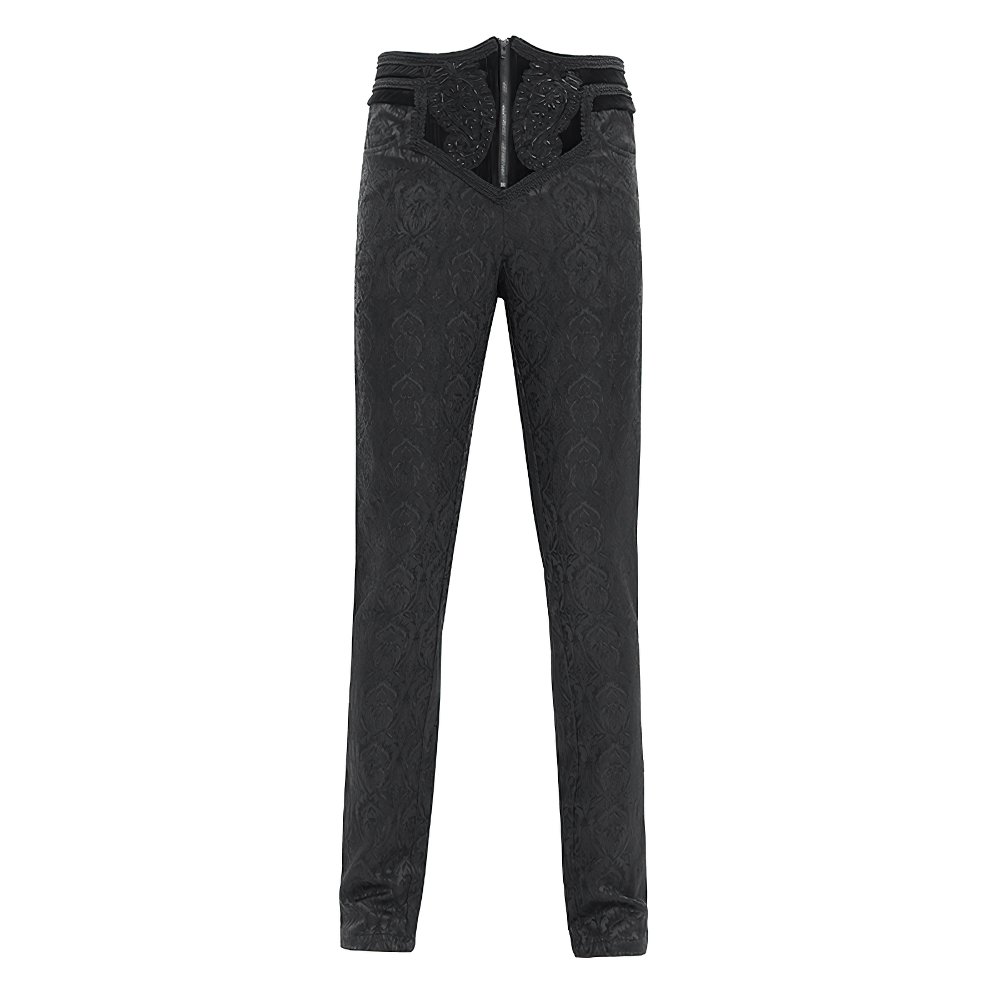 Black Slim-Fit Embossed Pants with Elegant Design