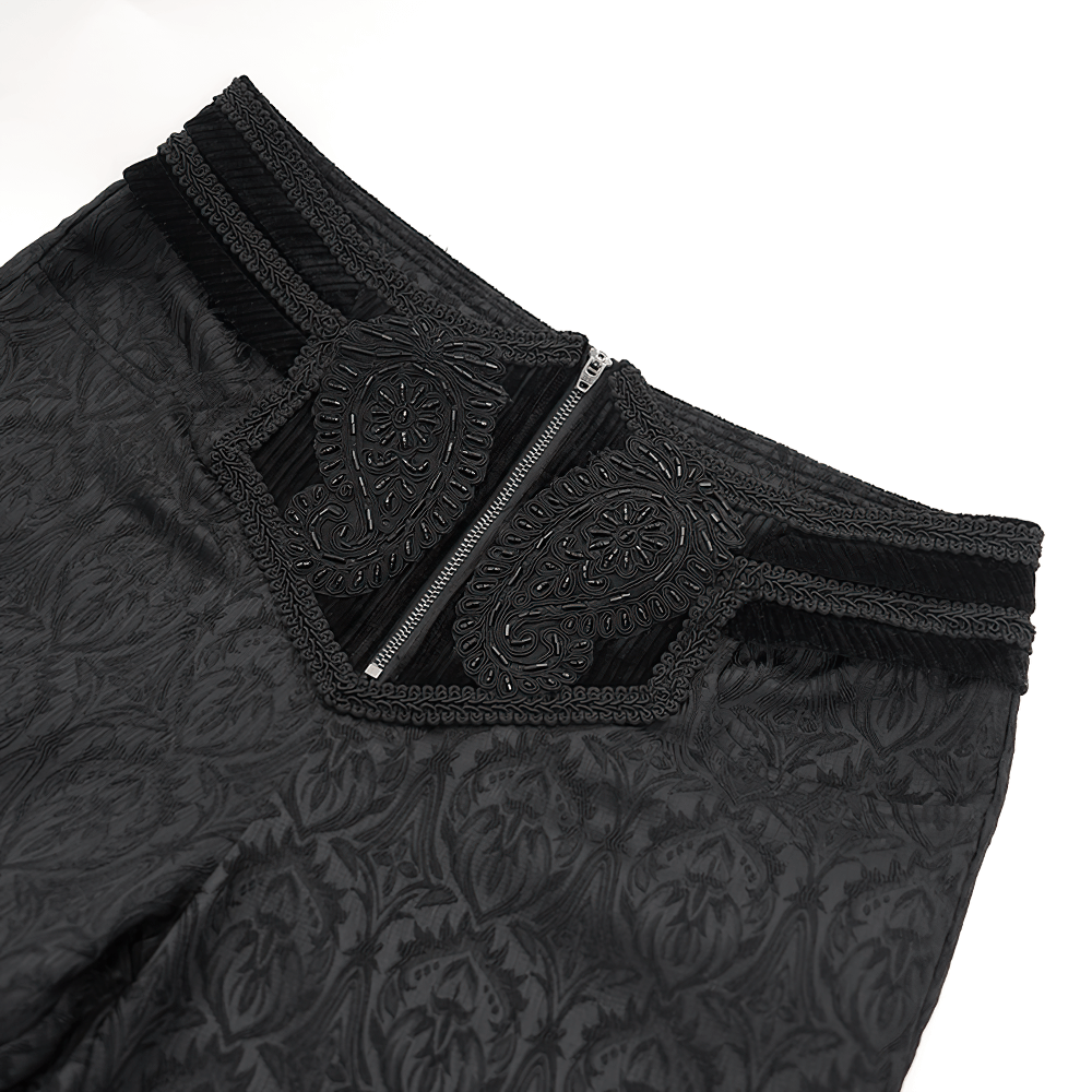 Black Slim-Fit Embossed Pants with Elegant Design