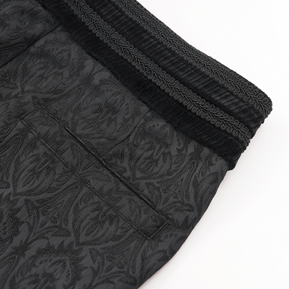 Black Slim-Fit Embossed Pants with Elegant Design