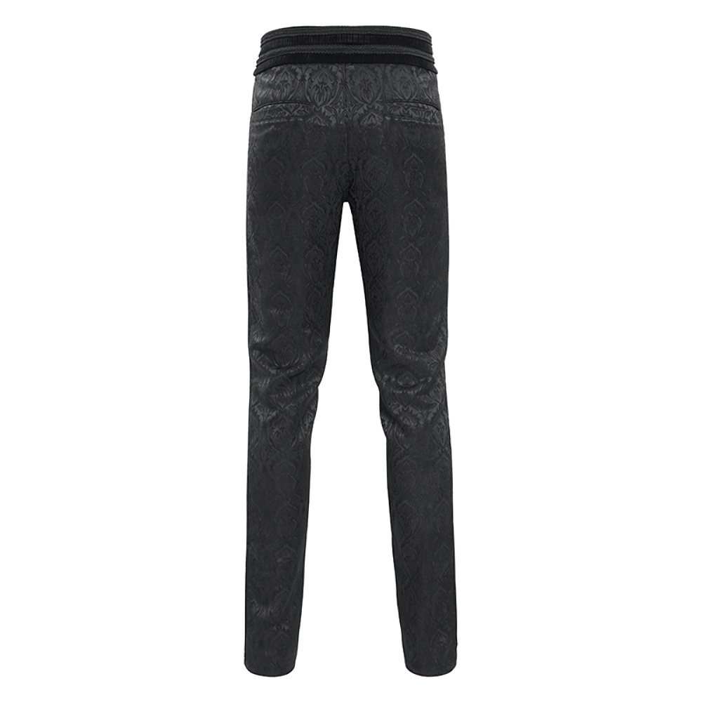 Black Slim-Fit Embossed Pants with Elegant Design
