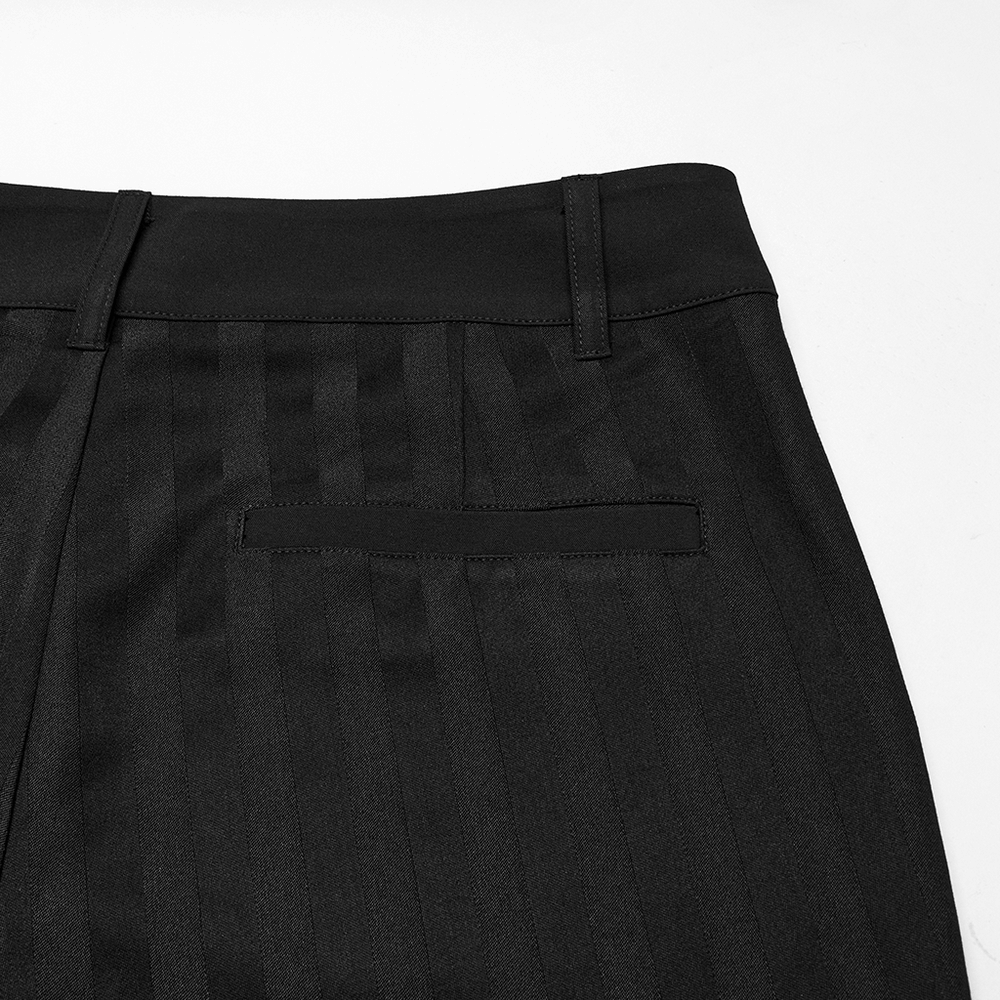 Black Slim Fit Striped Gothic Trousers for Men