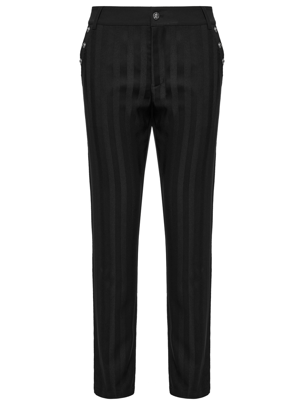 Black Slim Fit Striped Gothic Trousers for Men