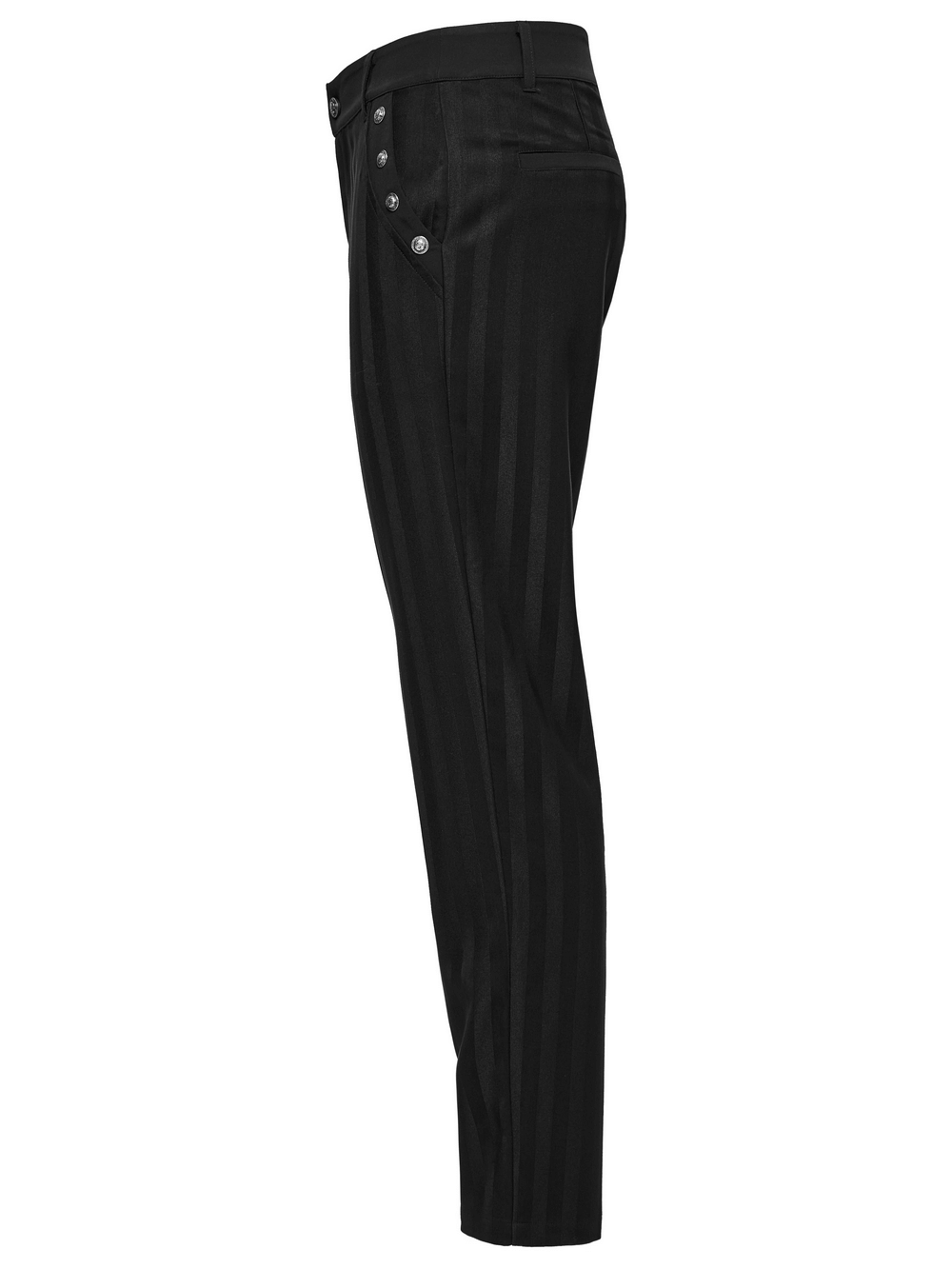 Black Slim Fit Striped Gothic Trousers for Men
