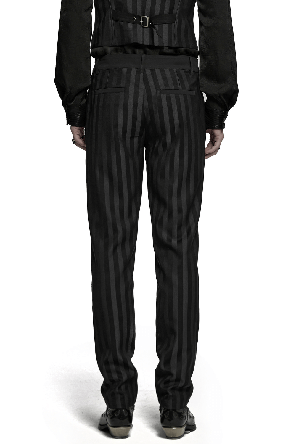 Black Slim Fit Striped Gothic Trousers for Men