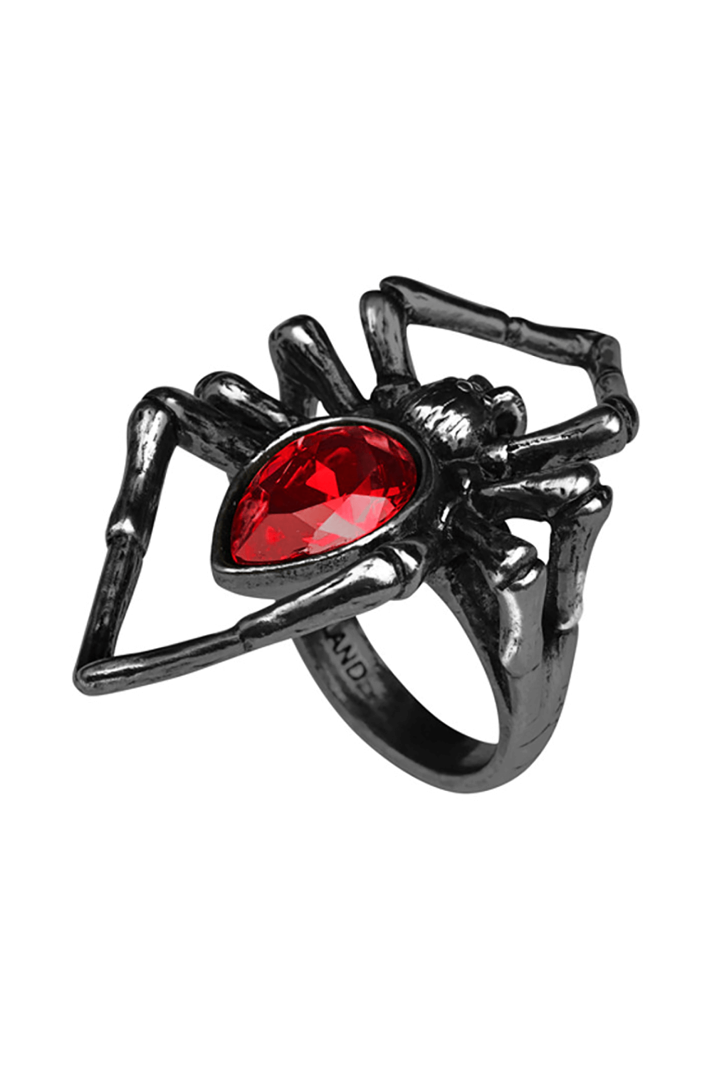 Black Spider Ring with Red Crystal - Gothic Jewelry