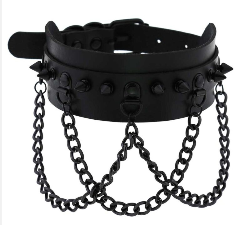 Black Spike Collar Neckwear / Gothic Style Vegan Leather Choker / Spiked Accessories