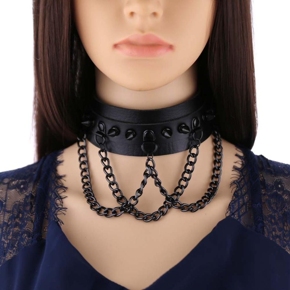 Black Spike Collar Neckwear / Gothic Style Vegan Leather Choker / Spiked Accessories