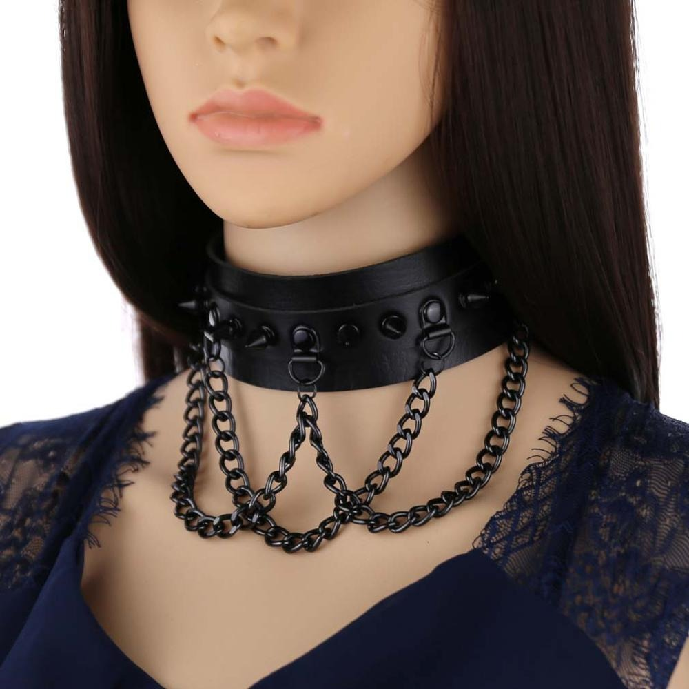 Black Spike Collar Neckwear / Gothic Style Vegan Leather Choker / Spiked Accessories