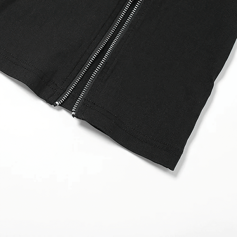 Black Stretch Split-hem Pants / High-waisted Zipper Flared Trousers / Women's Alternative Apparel
