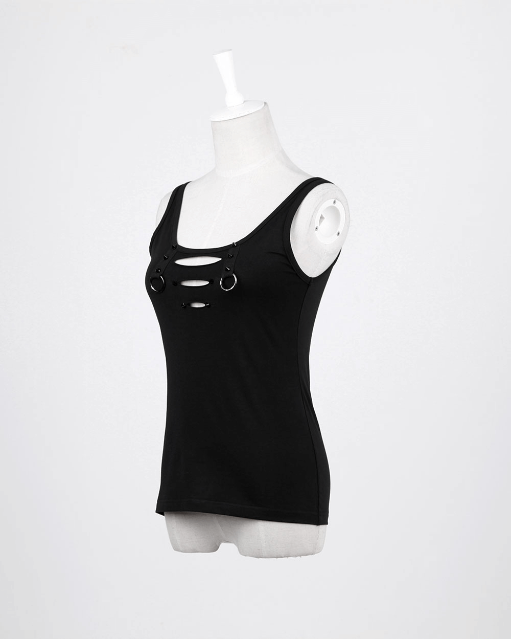 Black Tank Top with Cutout Back And Ring Detail