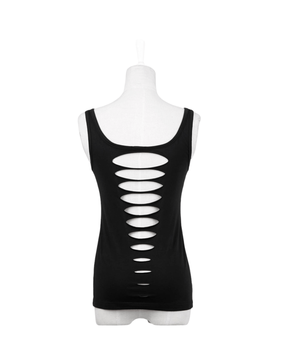 Black Tank Top with Cutout Back And Ring Detail