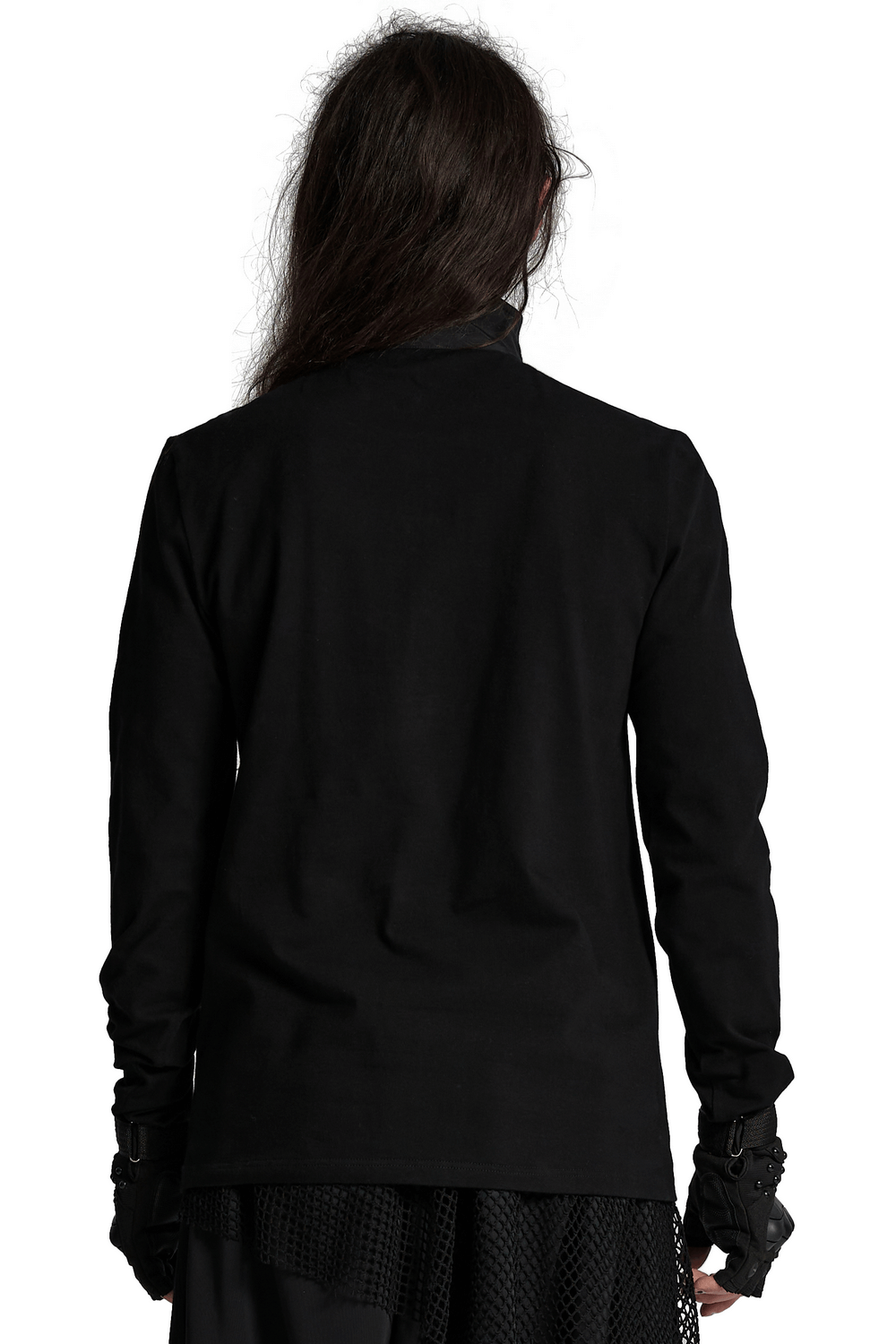 Black Techwear Zippered Sweatshirt with Shoulders Buckles