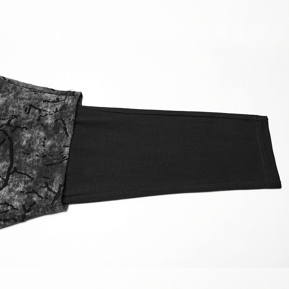 Black Tie Dye Drop Crotch Pants with Eyelet Straps