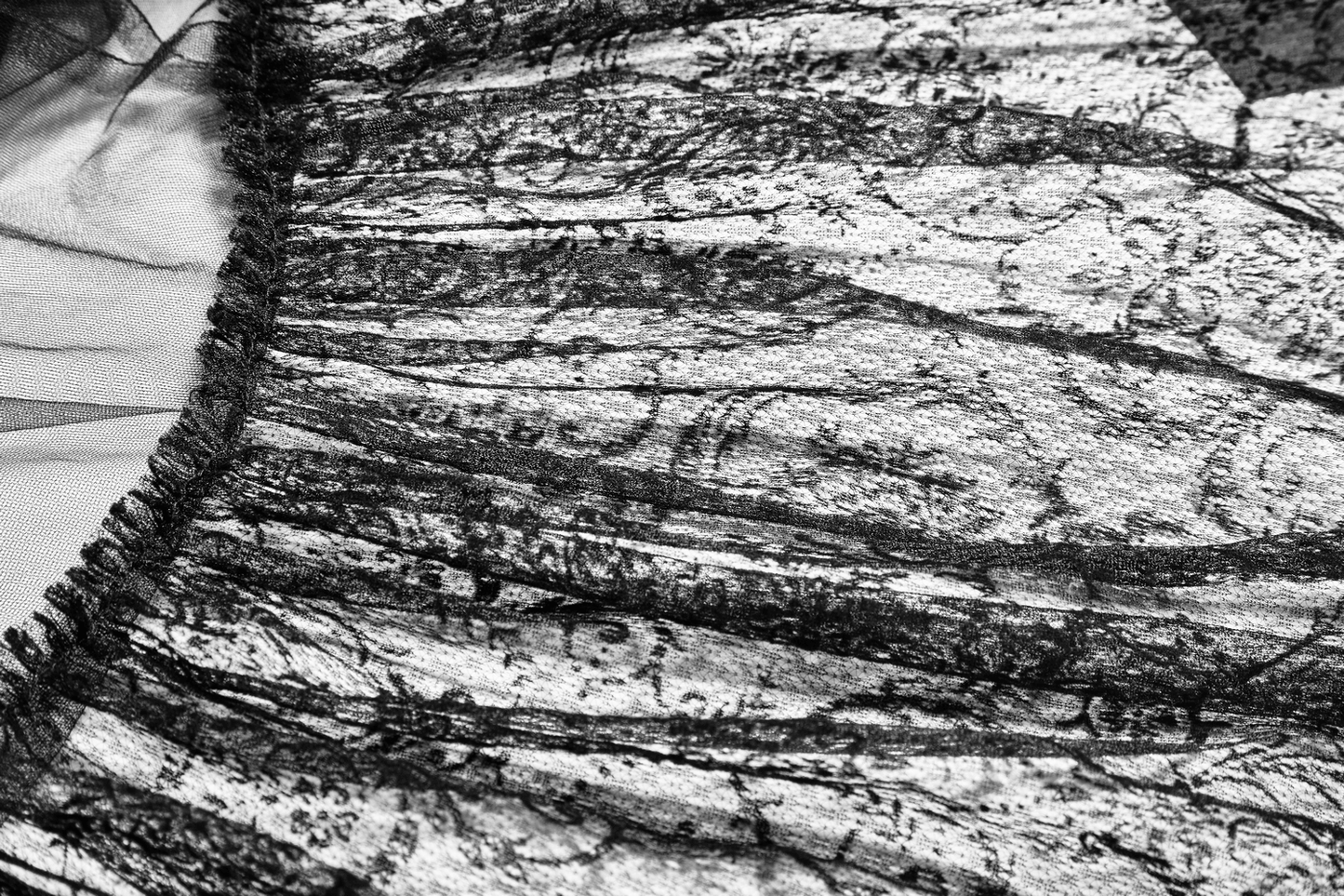 Black Tulle Long Skirt with Lace Details for Women