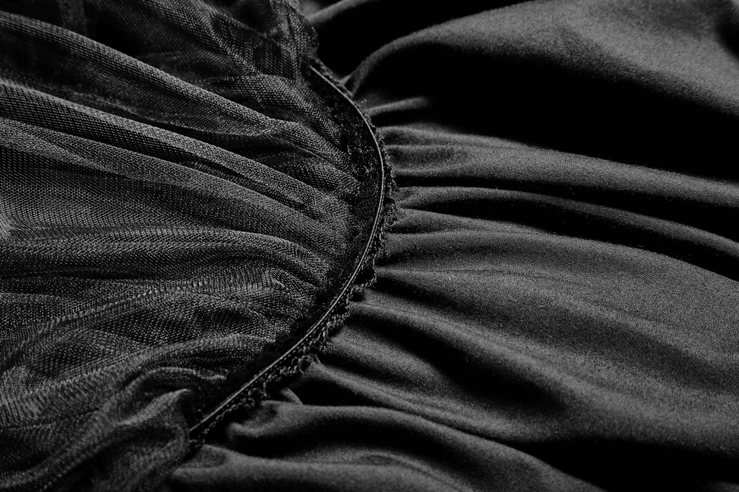 Black Tulle Long Skirt with Lace Details for Women