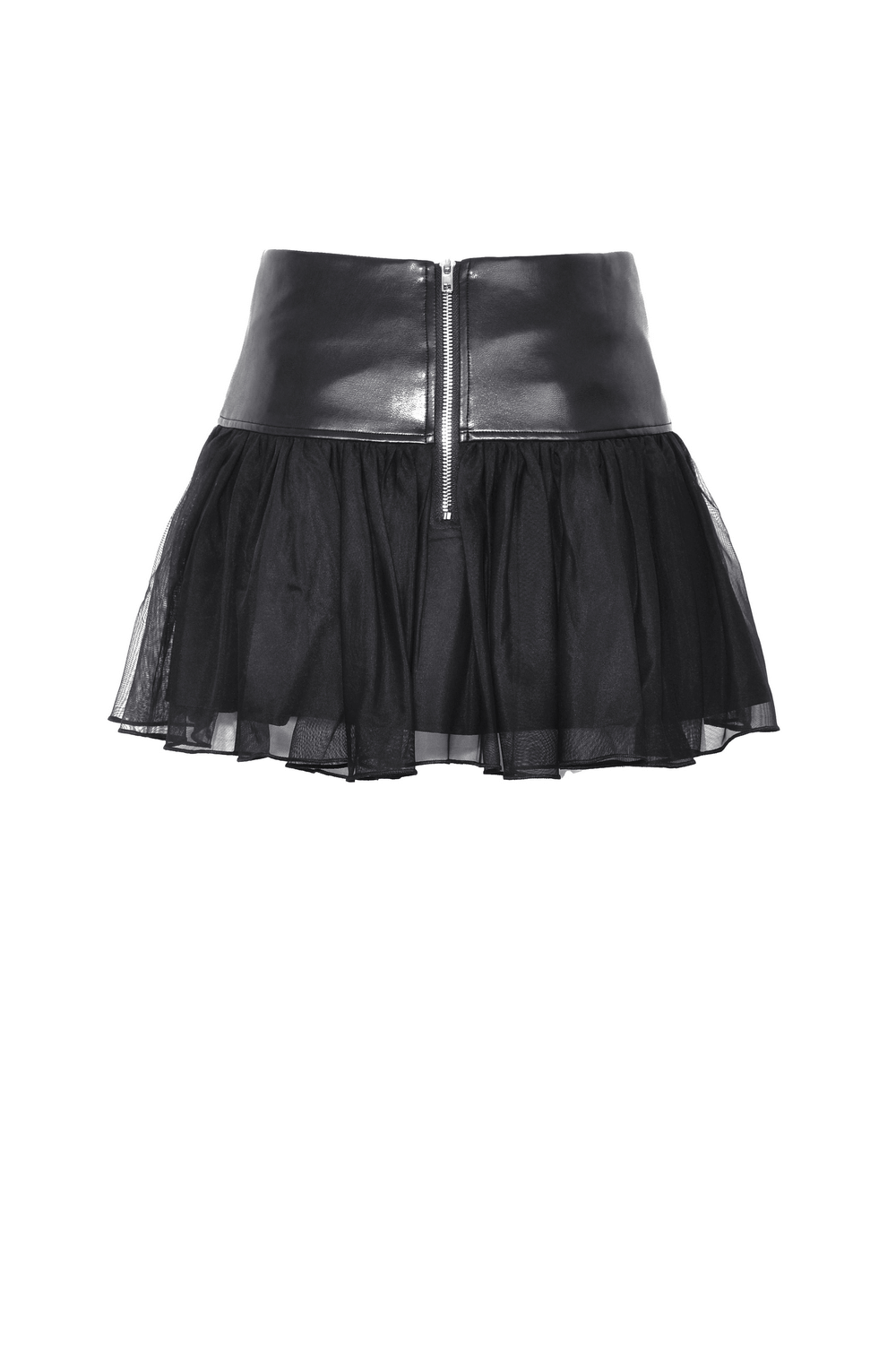 Black Tulle Skirt with Lace-Up Front And Studded