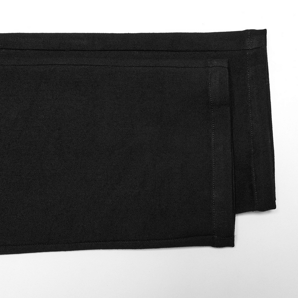 Black Twill Denim Pants with Eyelet Details and Pockets