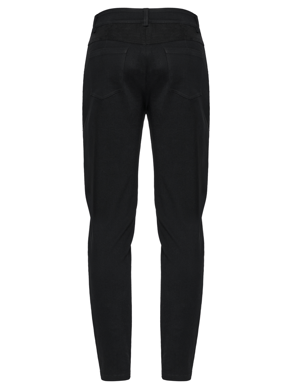 Black Twill Denim Pants with Eyelet Details and Pockets