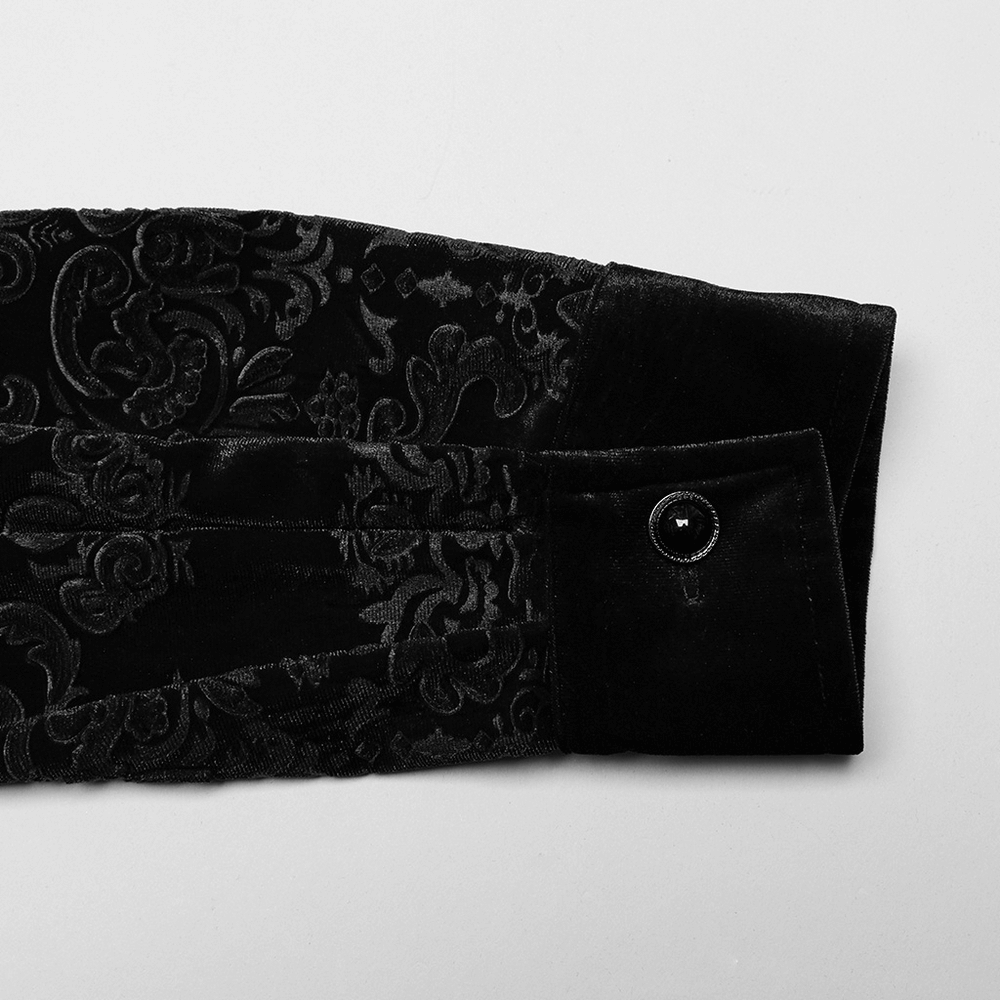 Black Velvet Embossed Floral Gothic Shirt