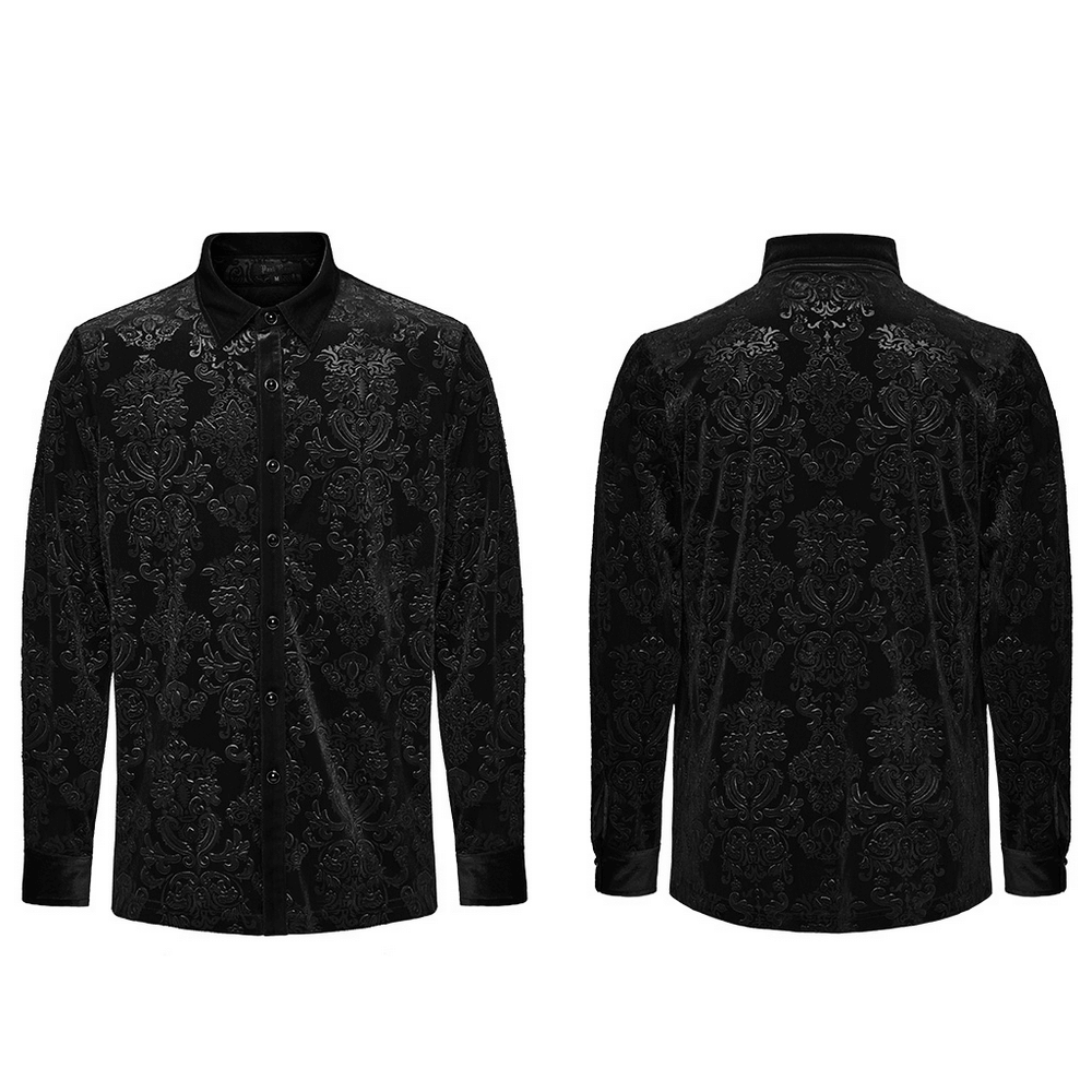 Black Velvet Embossed Floral Gothic Shirt