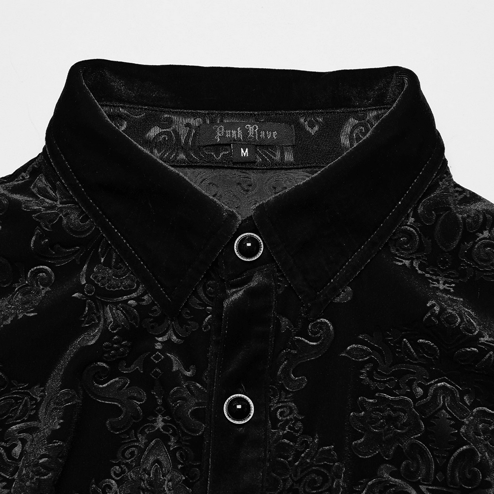 Black Velvet Embossed Floral Gothic Shirt