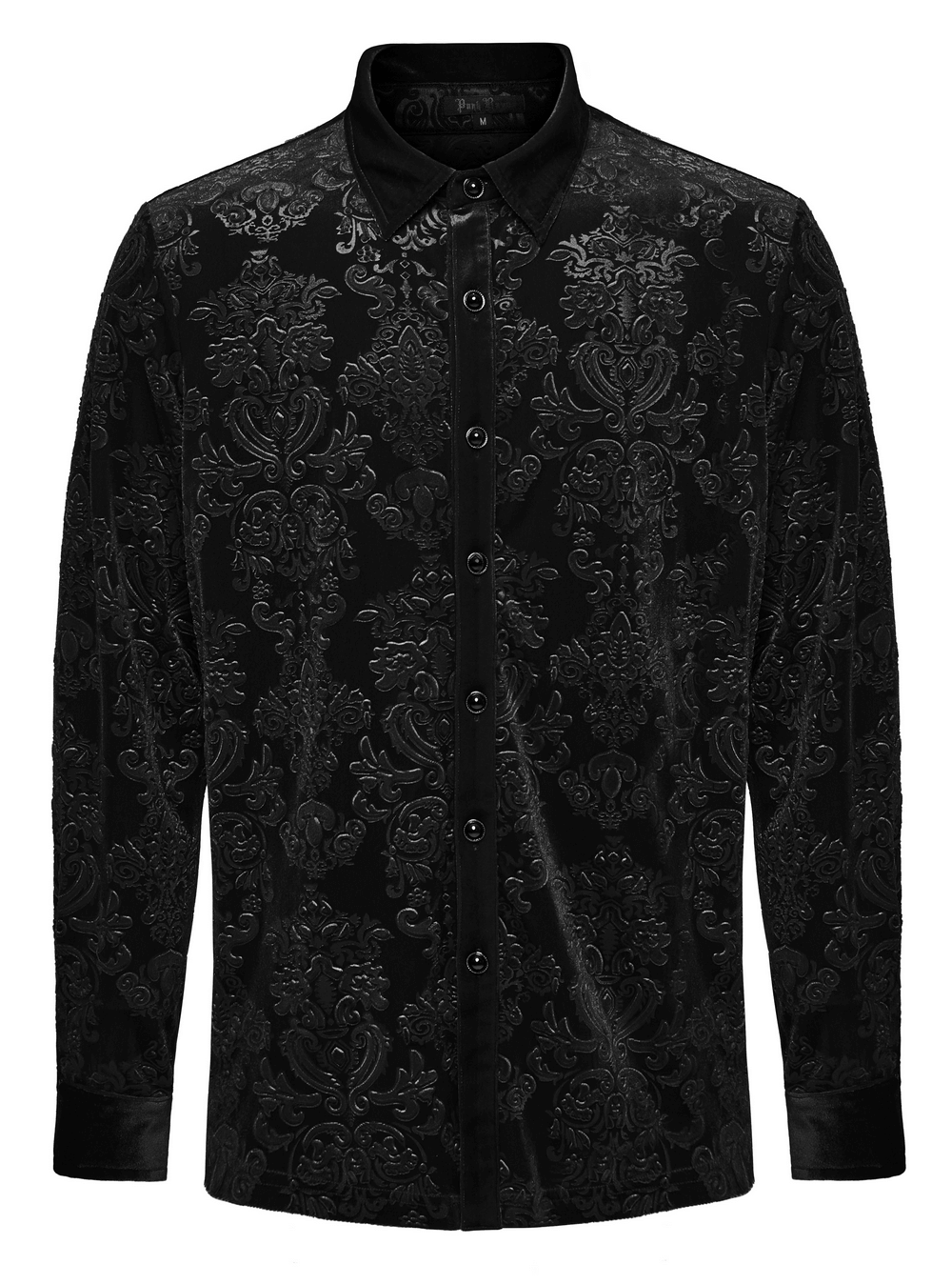Black Velvet Embossed Floral Gothic Shirt