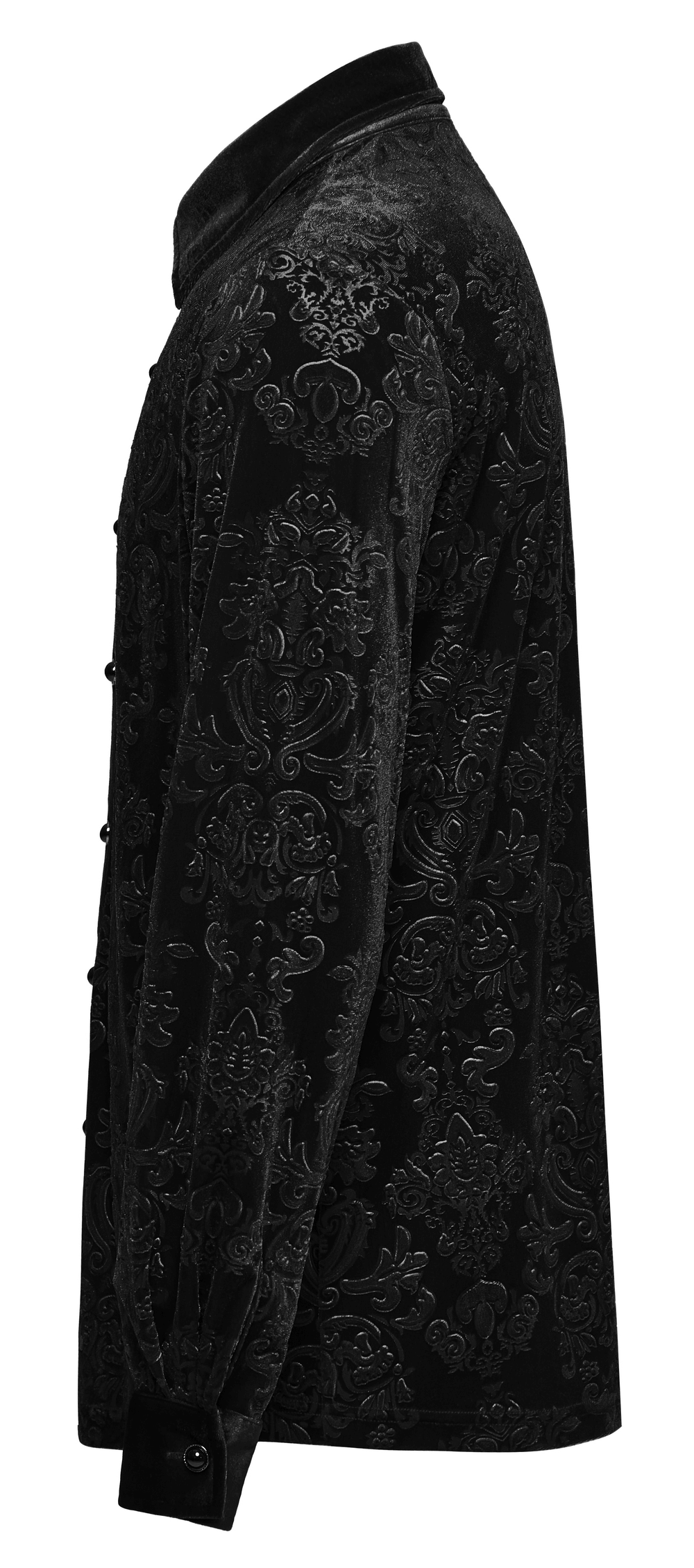 Black Velvet Embossed Floral Gothic Shirt