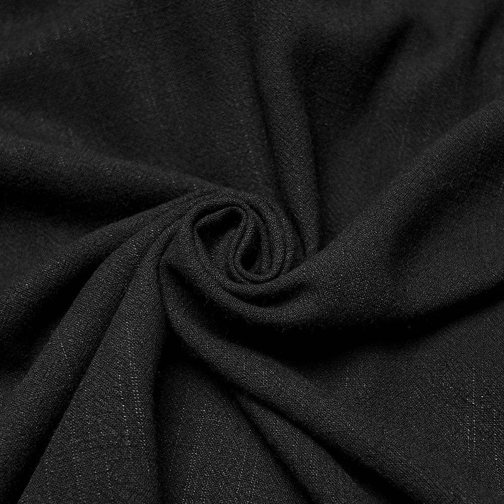 Black Victorian Embroidered Shirt with Lantern Sleeves