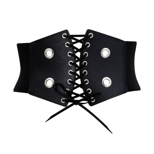 Black Woman Wide Belt With Rivets / Waistband in Gothic Fashion for Alternative Ladies