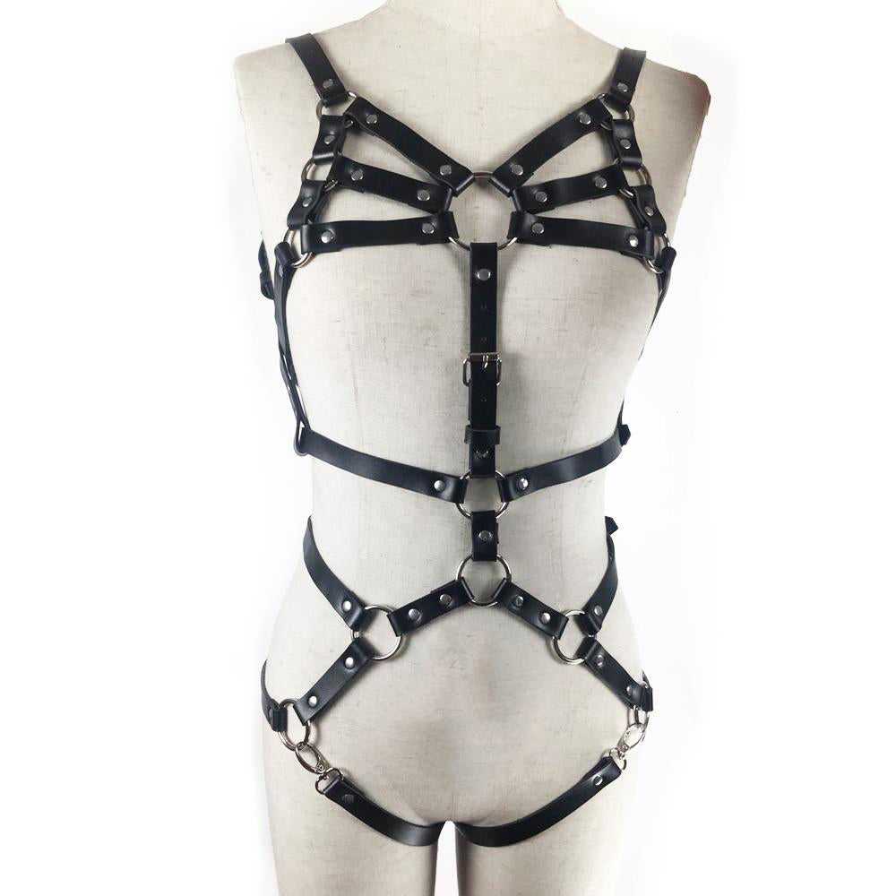 Black Women Body Harness Belt / Bondage Garter Belt Set / Sexy Body Waist Belts