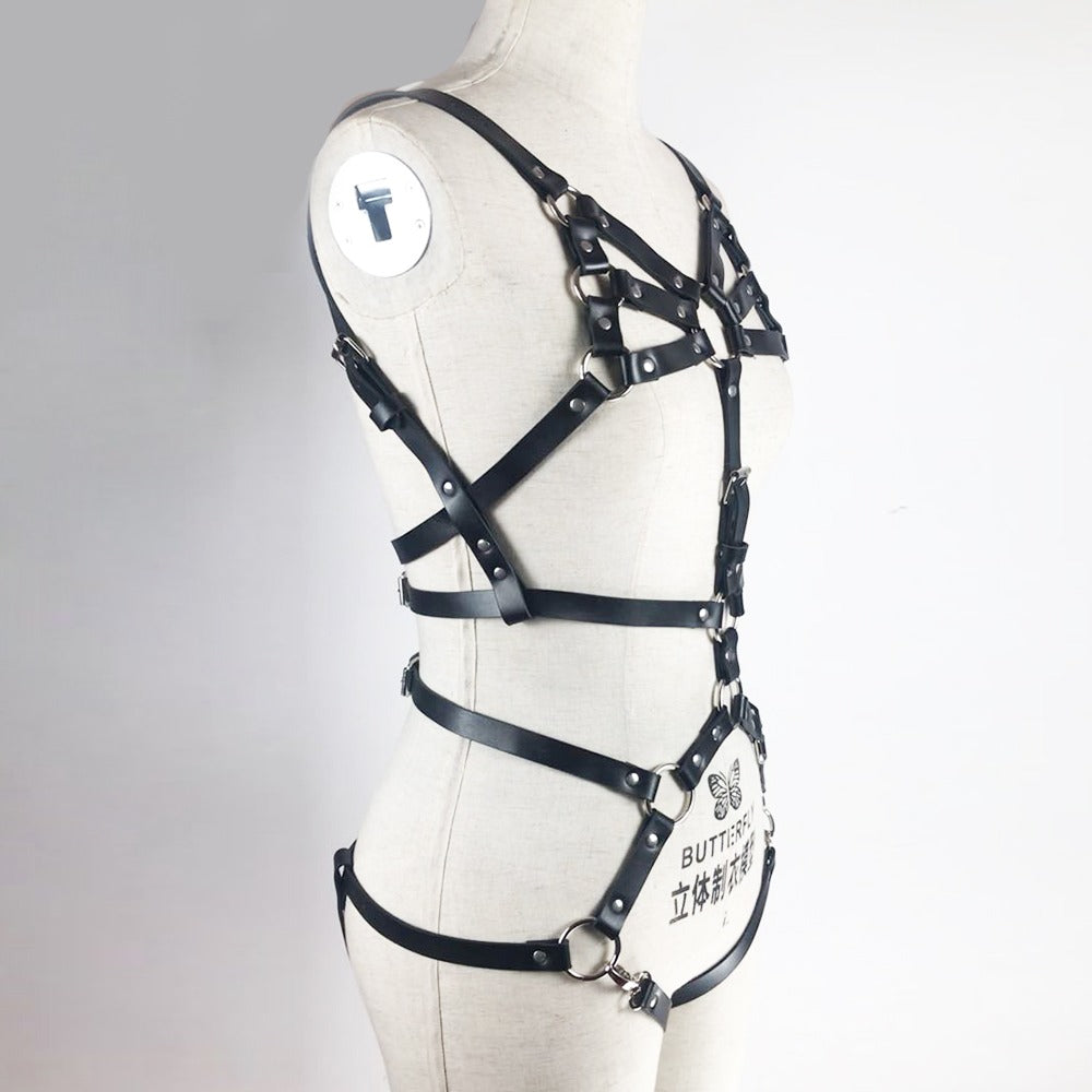 Black Women Body Harness Belt / Bondage Garter Belt Set / Sexy Body Waist Belts