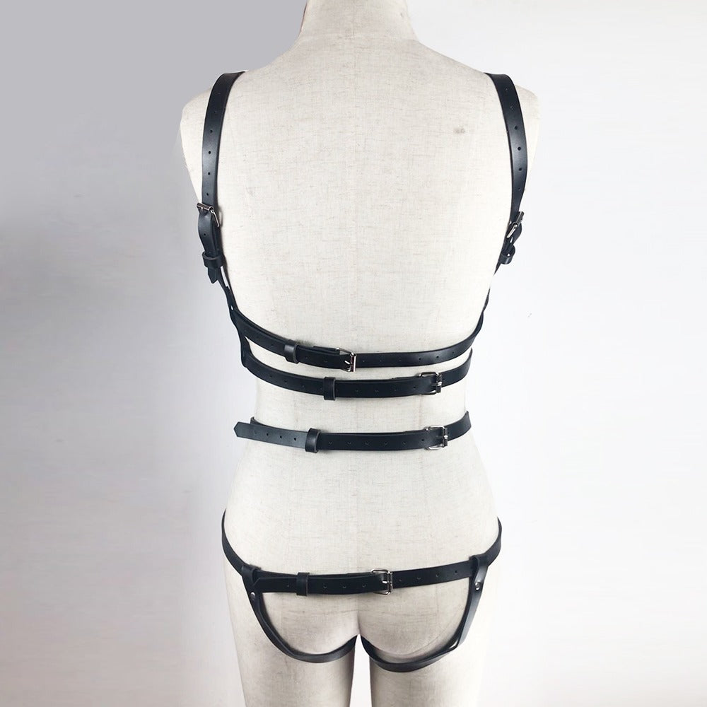 Black Women Body Harness Belt / Bondage Garter Belt Set / Sexy Body Waist Belts