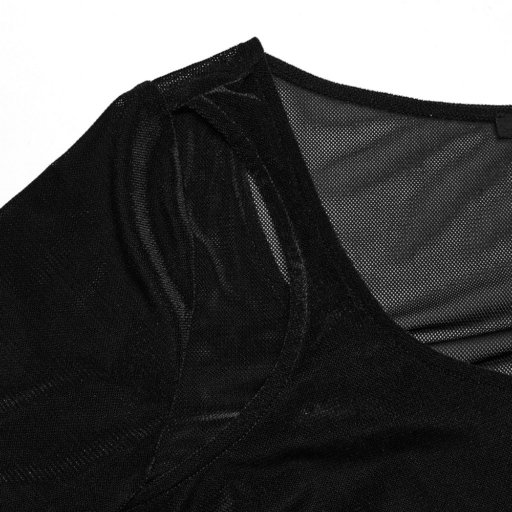 Black Women's Top with Bell Sleeves and Hook Closures