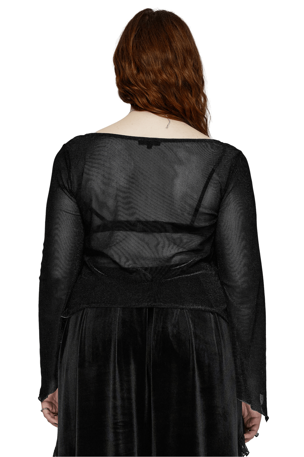 Black Women's Top with Bell Sleeves and Hook Closures