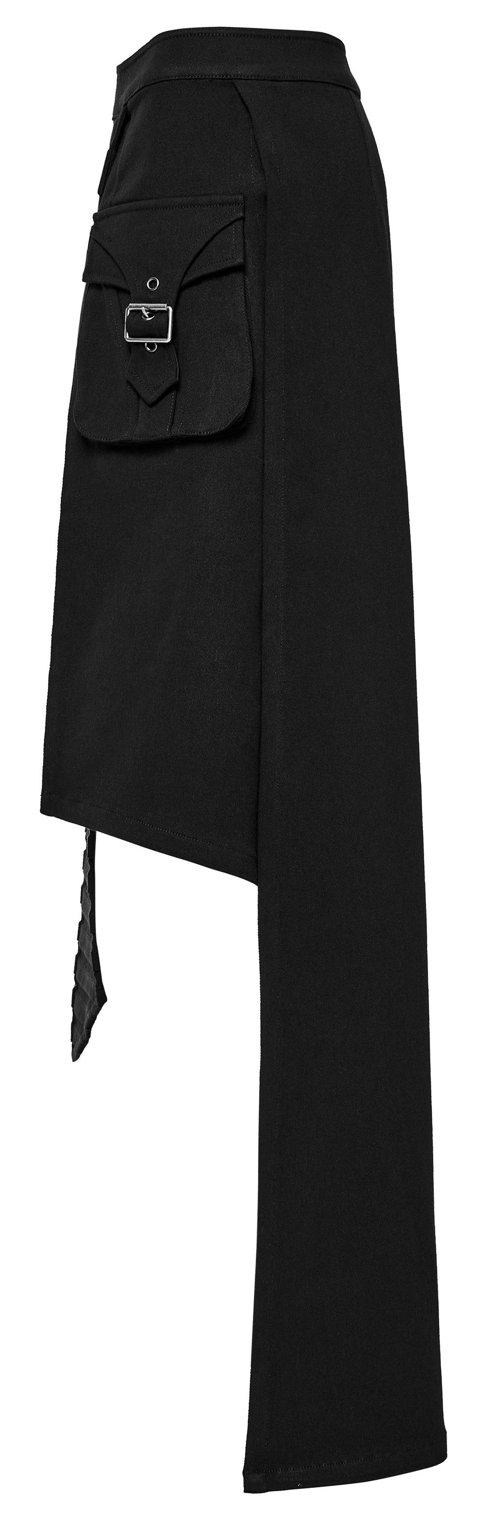 Black Wrap Maxi Skirt with Buckle Accents and Pockets