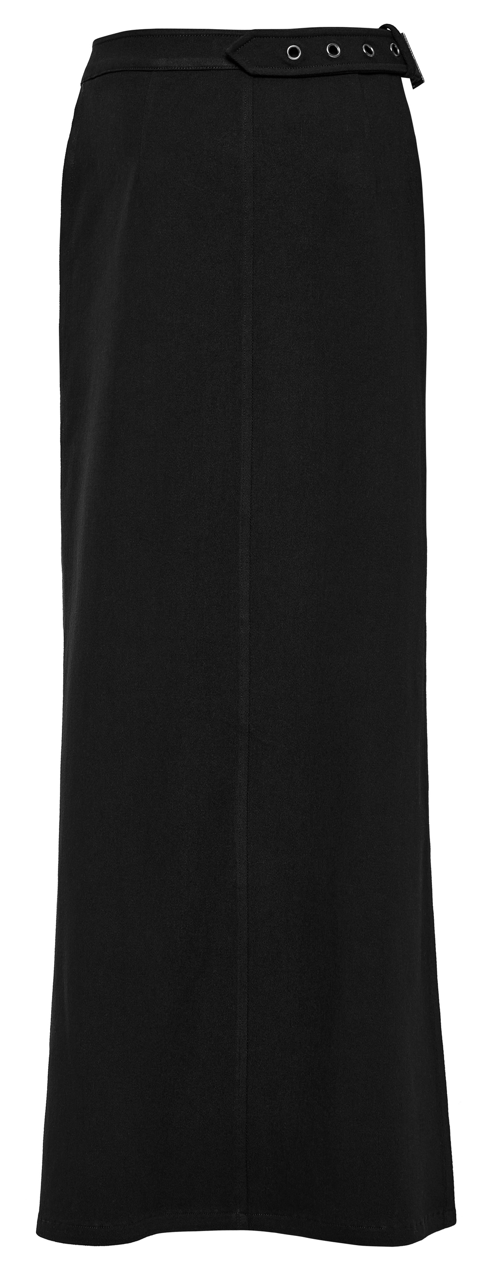 Black Wrap Maxi Skirt with Buckle Accents and Pockets