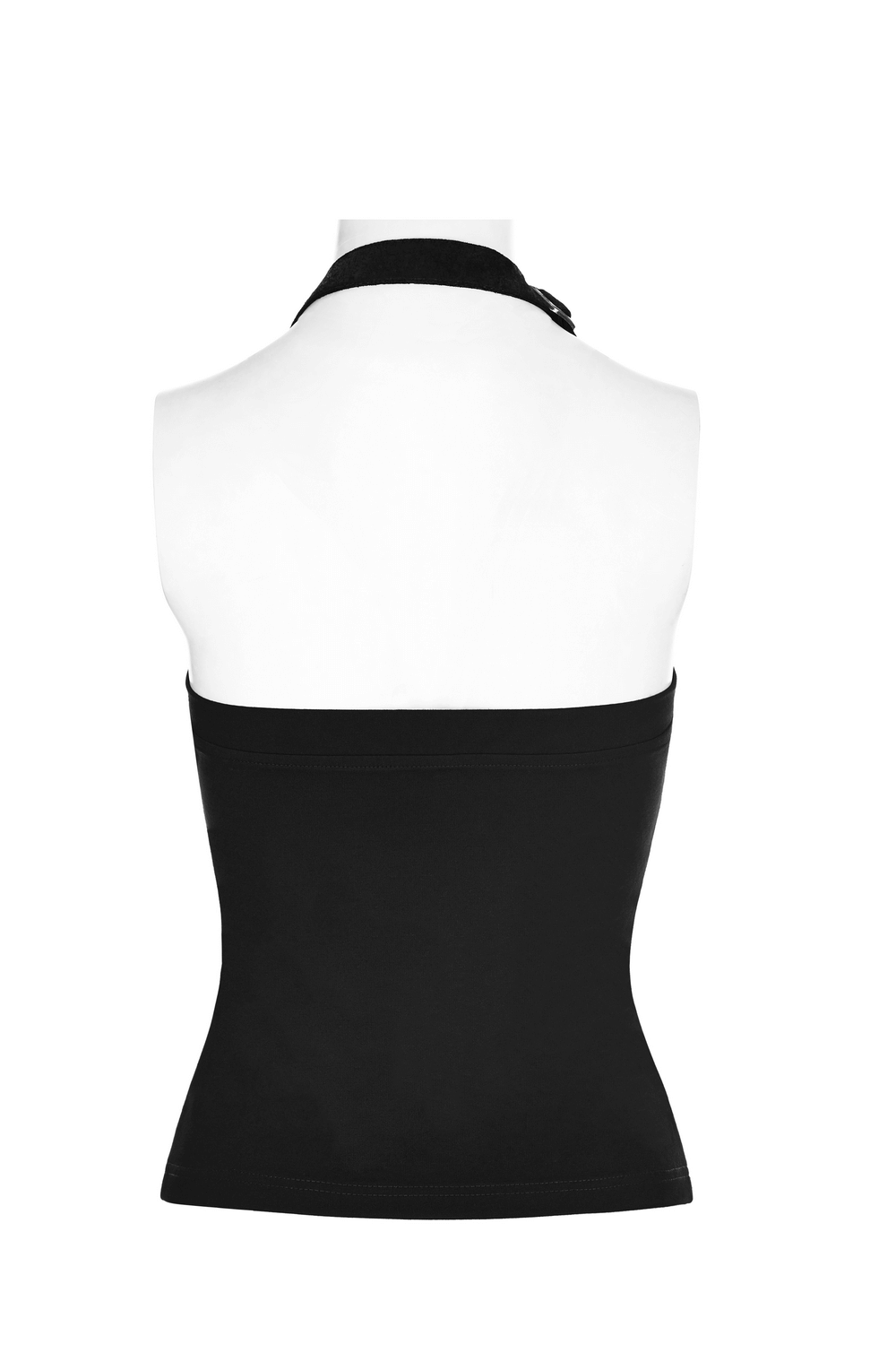 Black Zipper Halter Camisole with Ring Detailing
