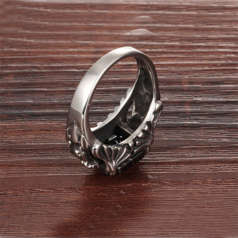 Black Zircon Rings 316L Stainless Steel / Gothic Jewelry / Occult jewelry