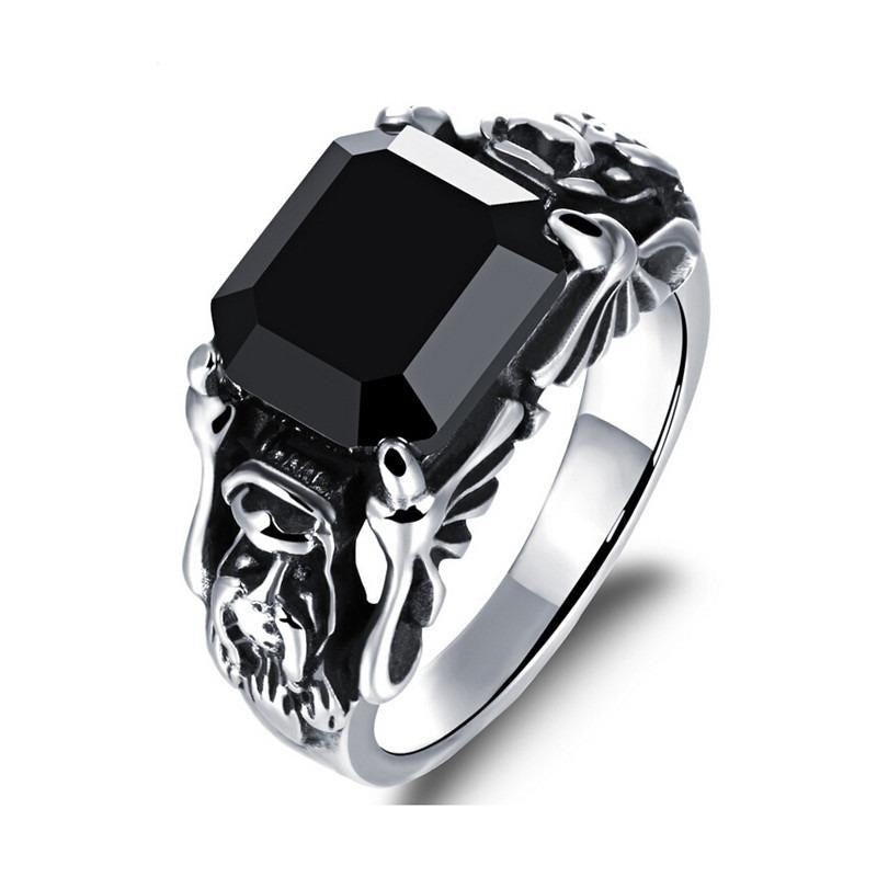 Black Zircon Rings 316L Stainless Steel / Gothic Jewelry / Occult jewelry