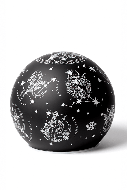 Black Zodiac Globe Lamp with Star Map Design - Home Decor
