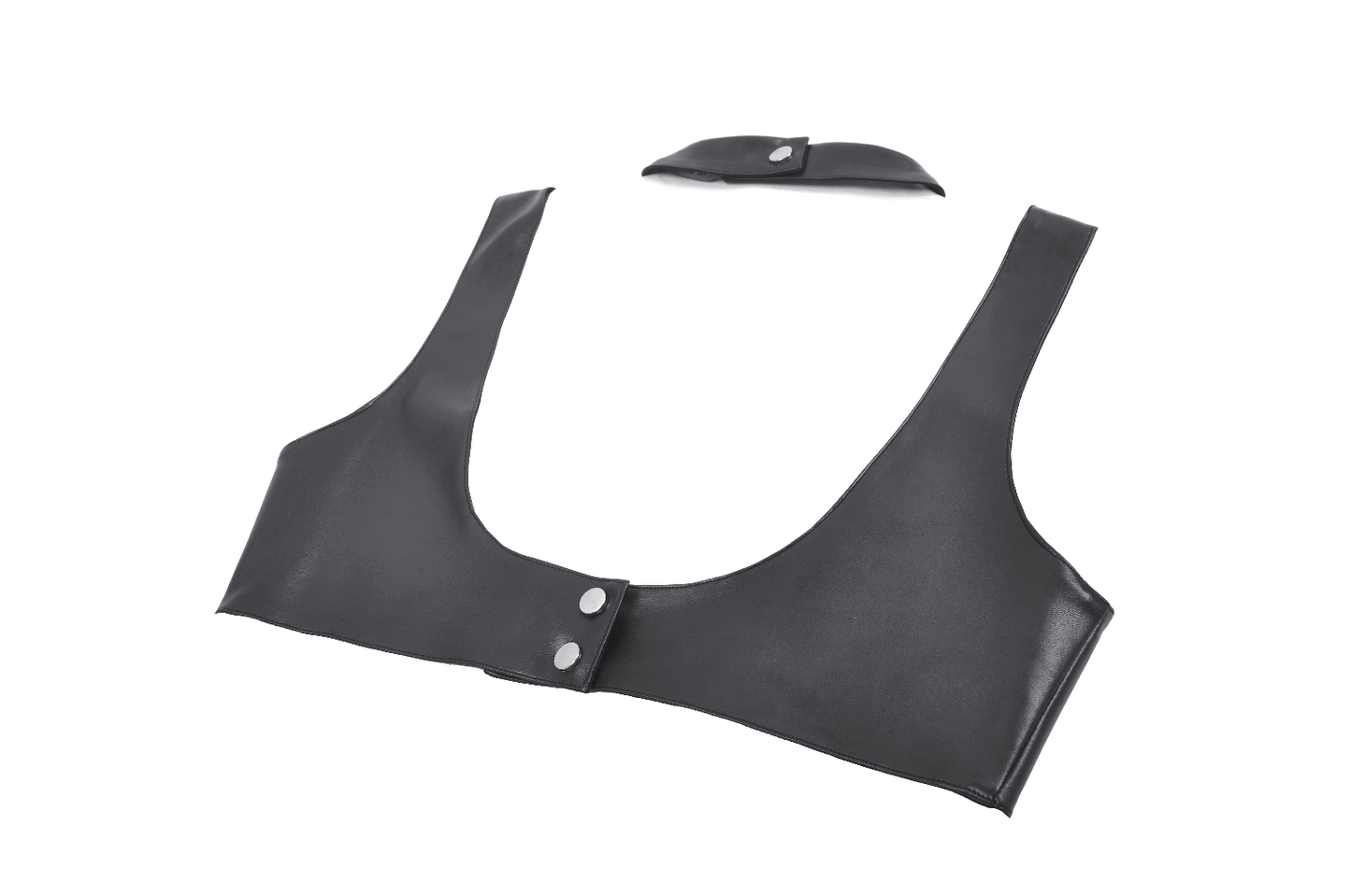 Bold Faux Leather Spike Bra Top with Neck Harness Strap